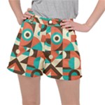 Retro Colorful Background, Retro Abstraction Women s Ripstop Shorts