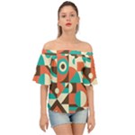 Retro Colorful Background, Retro Abstraction Off Shoulder Short Sleeve Top