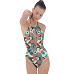 Retro Colorful Background, Retro Abstraction Plunge Cut Halter Swimsuit