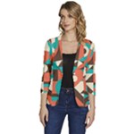 Retro Colorful Background, Retro Abstraction Women s One-Button 3/4 Sleeve Short Jacket