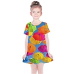 Umbrella, Colorful, Positive, Sky, Rainbow Kids  Simple Cotton Dress