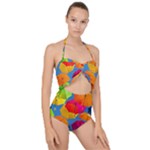 Umbrella, Colorful, Positive, Sky, Rainbow Scallop Top Cut Out Swimsuit