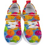 Umbrella, Colorful, Positive, Sky, Rainbow Kids  Velcro Strap Shoes