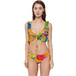 Umbrella, Colorful, Positive, Sky, Rainbow Low Cut Ruffle Edge Bikini Set