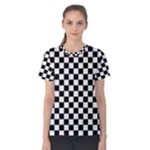 Pattern Checkered Squares Black White Pattern Women s Cotton T-Shirt