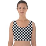 Pattern Checkered Squares Black White Pattern Velvet Crop Top