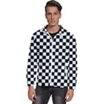 Pattern Checkered Squares Black White Pattern Men s High Neck Windbreaker