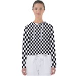 Pattern Checkered Squares Black White Pattern Women s Slouchy Sweat