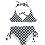 Pattern Checkered Squares Black White Pattern Kids  Classic Bikini Set