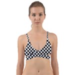 Pattern Checkered Squares Black White Pattern Wrap Around Bikini Top