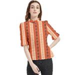 Geometrical Geometric Pattern Frill Neck Blouse