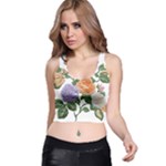 Embroidery Roses Floral Design Racer Back Crop Top