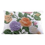 Embroidery Roses Floral Design 16 x24  Lumbar Throw Cushion Case (Two Sides)