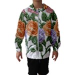 Embroidery Roses Floral Design Kids  Hooded Windbreaker