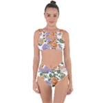 Embroidery Roses Floral Design Bandaged Up Bikini Set 