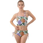 Embroidery Roses Floral Design Mini Tank Bikini Set