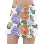 Embroidery Roses Floral Design Classic Tennis Skirt