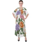 Embroidery Roses Floral Design V-Neck Boho Style Maxi Dress