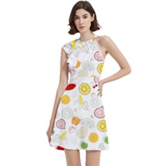 Cocktail Party Halter Sleeveless Dress With Pockets 