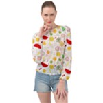 Pattern Seamless Texture Fruit Banded Bottom Chiffon Top