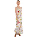 Pattern Seamless Texture Fruit Cami Maxi Ruffle Chiffon Dress