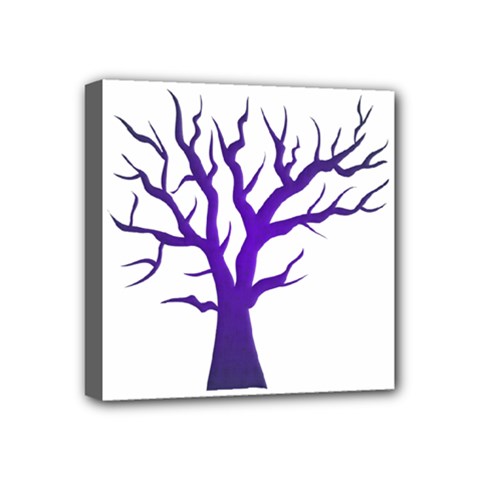 Dark Blue Night Tree Mini Canvas 4  x 4  (Stretched) from ArtsNow.com