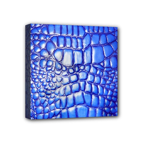 Ll Alligator Deep Blue Mini Canvas 4  x 4  (Stretched) from ArtsNow.com