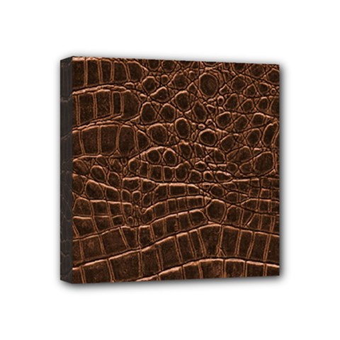 Leather Look & Skins Brown Crocodile Mini Canvas 4  x 4  (Stretched) from ArtsNow.com