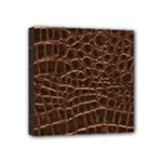 Leather Look & Skins Brown Crocodile Mini Canvas 4  x 4  (Stretched)