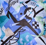 Abstract, Blue and White Art Deco