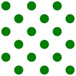 Polka Dots - Green on White