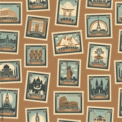 retro postage seamless pattern