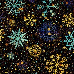 gold teal snowflakes abstract christmas