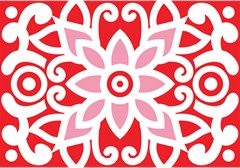 red and white pattern with flower on it