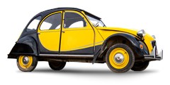 auto citroen 2cv geel zwarte