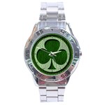 Leather-Look Irish Clover Stainless Steel Analogue Men’s Watch