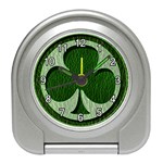 Leather-Look Irish Clover Travel Alarm Clock