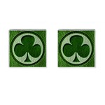 Leather-Look Irish Clover Cufflinks (Square)