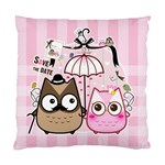 Kawaii owl couple Cushion Case (Two Sides)