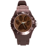 Leather-Look Paw Round Plastic Sport Watch Large
