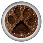 Leather-Look Paw Wall Clock (Silver)