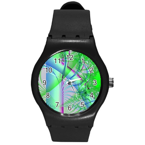 Fractal34 Round Plastic Sport Watch Medium from ArtsNow.com Front