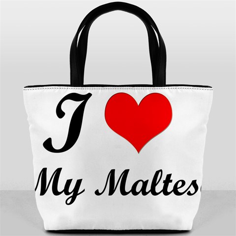 I Love My Maltese Bucket Handbag from ArtsNow.com Front