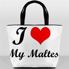 I Love My Maltese Bucket Handbag from ArtsNow.com Front