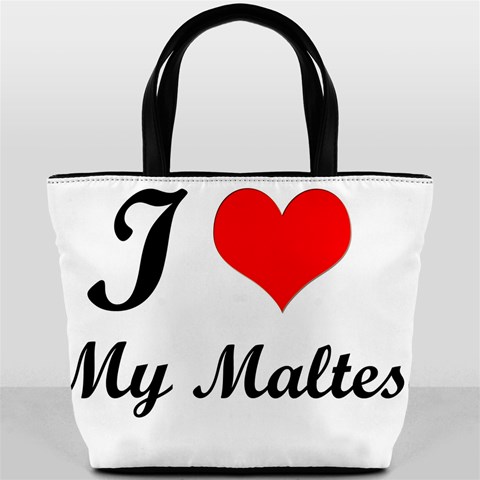 I Love My Maltese Bucket Handbag from ArtsNow.com Back