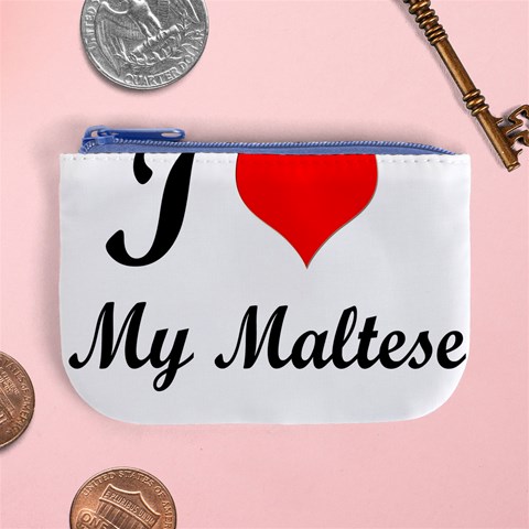 I Love My Maltese Coin Change Purse from ArtsNow.com Front