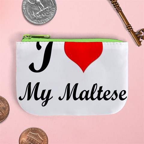 I Love My Maltese Coin Change Purse from ArtsNow.com Front