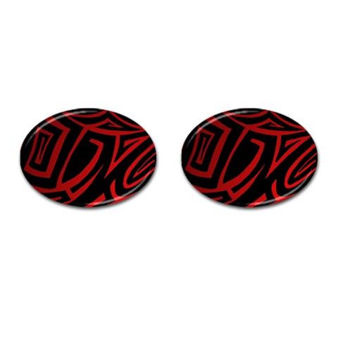 13 Red Tattoo Cufflinks (Oval) from ArtsNow.com Front(Pair)