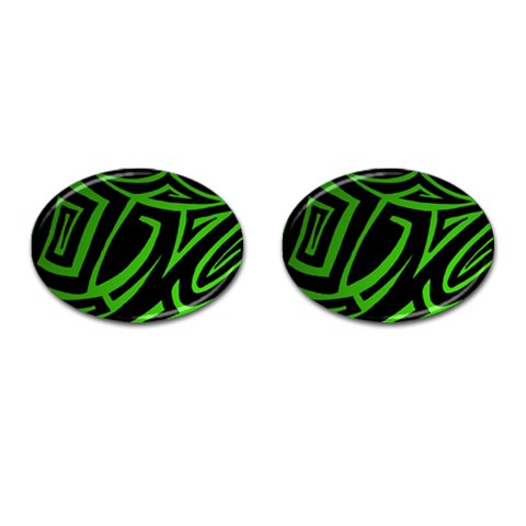 13 Green Tattoo Cufflinks (Oval) from ArtsNow.com Front(Pair)