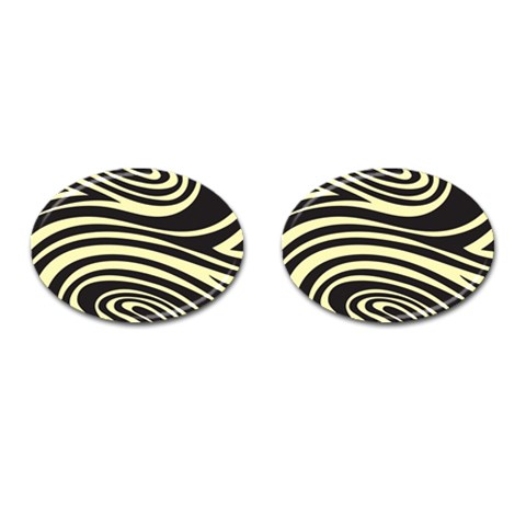 Yellow Zebra Cufflinks (Oval) from ArtsNow.com Front(Pair)